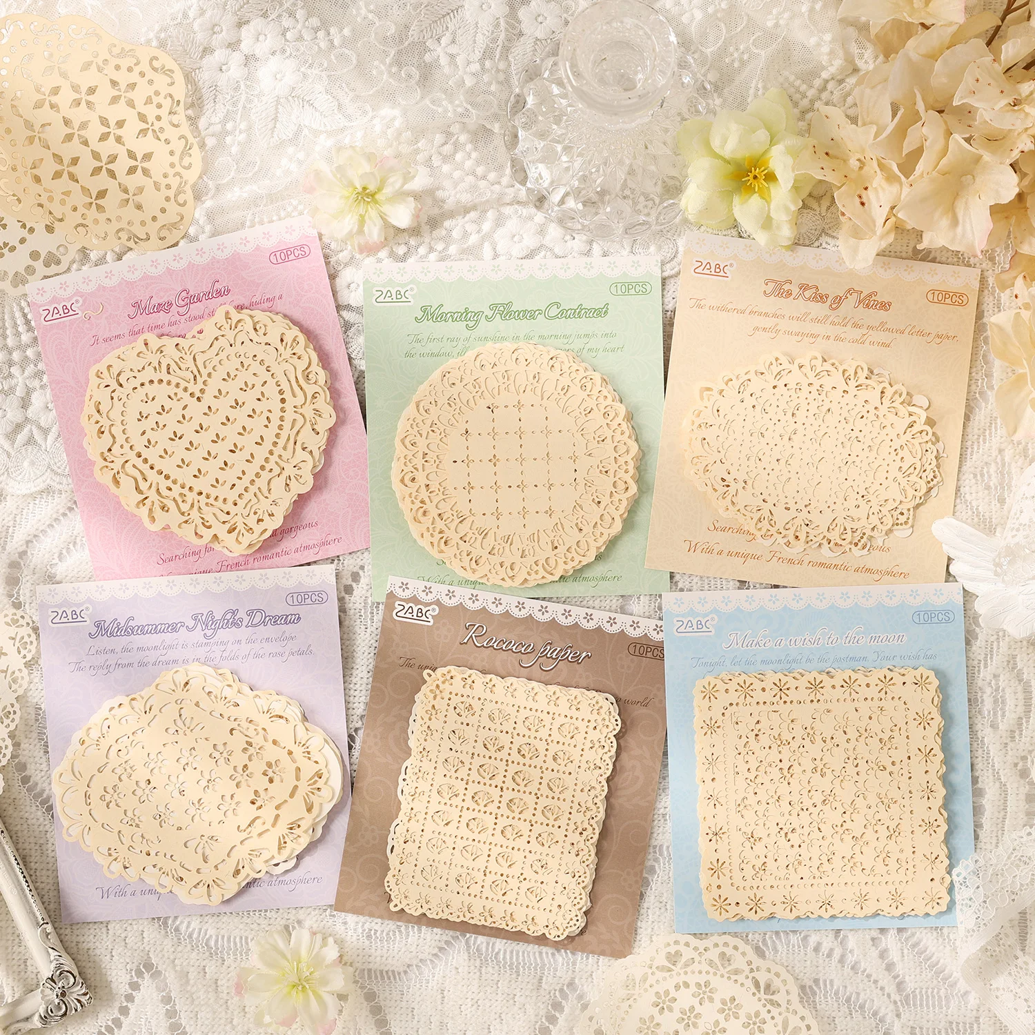 10 pcs Vintage Lace Hollow Material Paper Butterfly Craft Paper Junk Journal Planner Decorative DIY Scrapbooking Material Pack