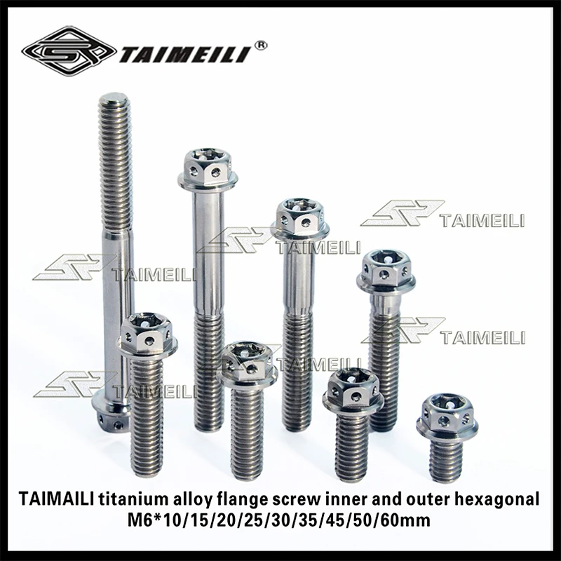 TAIMAILI titanium alloy flange screw inner and outer hexagonal silver M6x/10/15/20/25/30/35/45/50/60mm motorcycle repair screw