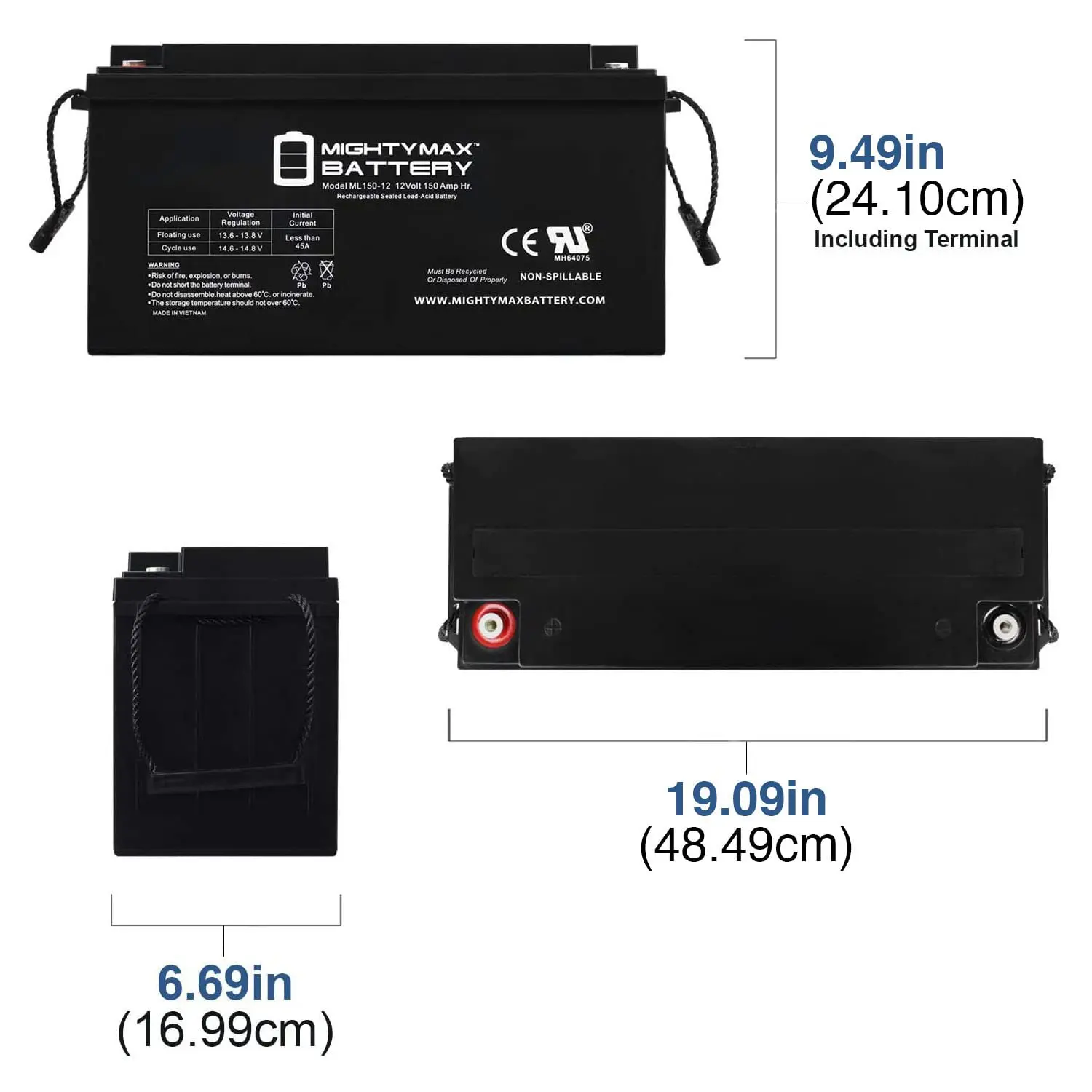 12V 150AH SLA Rechargeable Deep Cycle Battery for Solar RV Marine UPS Backup Power System, Customized
