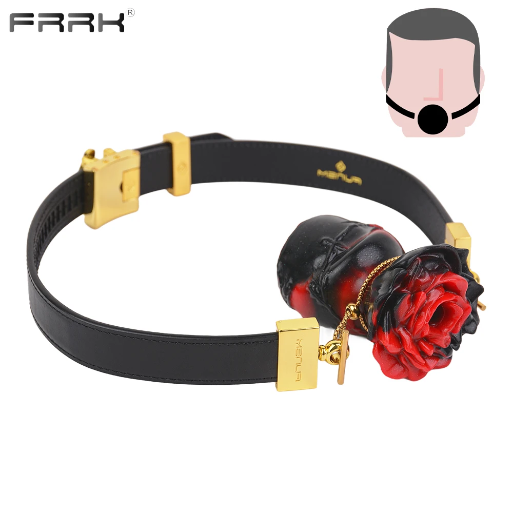 FRRK Bloom Flower Silicone Mouth Plug Gag for Couple Role Play Games Metal Buckle Mouth Gag with Strap Belt Sex Accessories