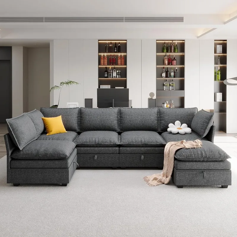 Large Sectional Couches for Living Room, Modular Sectional Sofa Couch Set, Convertible U/L Shaped Sofa Couch with Storage, Cloud