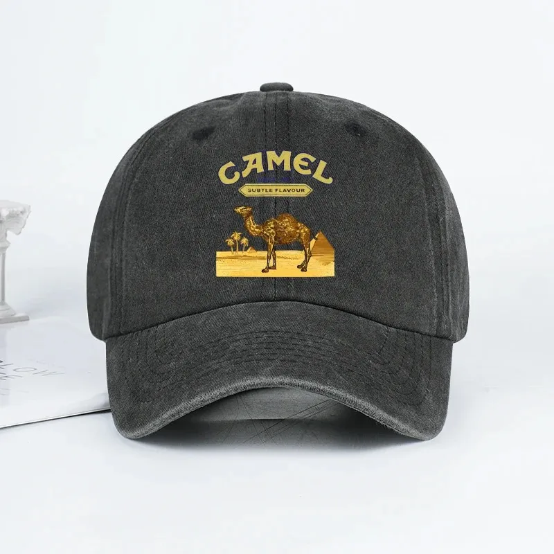 1pc Camel Color Printed Washed Baseball Cap,Classic Soft Sweatband Adjustable Size,Lightweight Sun Protection,Suitable for Sport