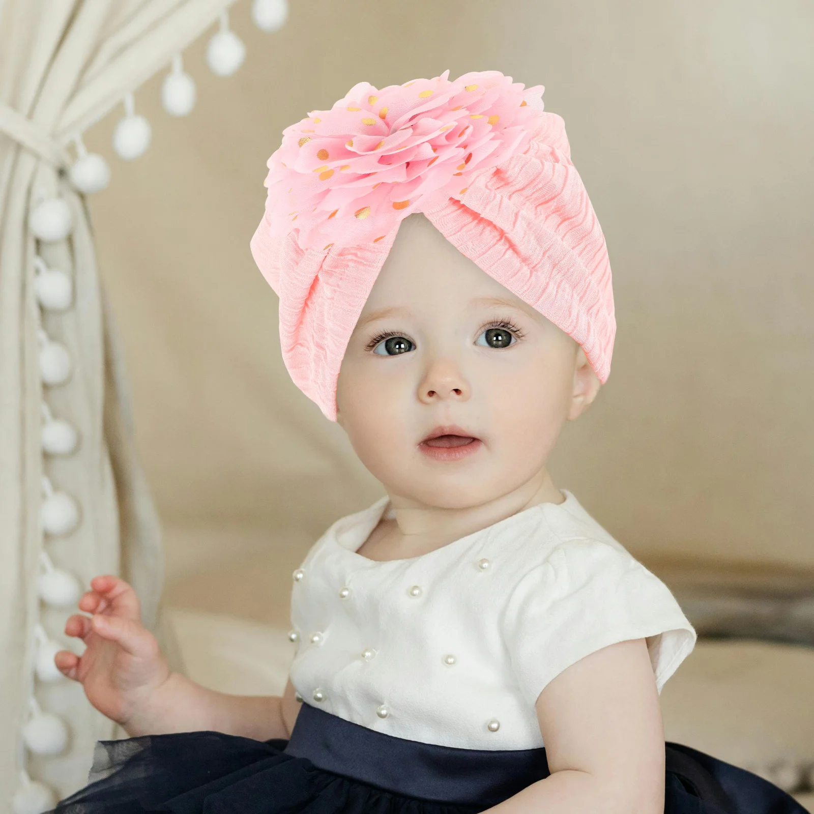 

Newborn Turban Baby Girls Hat Baby Shower Cap Floral Infant Lightweight Beanie Warm Elastic Infant Toddler Hat
