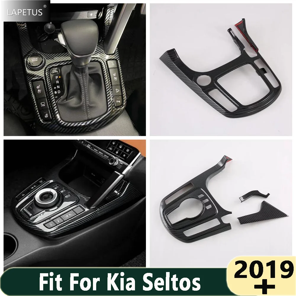 

Central Console Center Control Gear Box Shift Panel Decor Cover Trim For Kia Seltos 2019 - 2022 Carbon Fiber Car Accessories