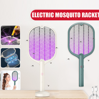 Mosquito Racket Fly Swatter Trap Electric Mosquito Killer Lamp Rechargeable 3 Layer Safety Mesh 2 in 1 Mosquito Trap