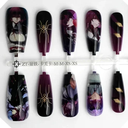 Honkai Star Rail Kafka Jingyuan Robin Ruanmei Sparkle Danheng Sunday Fake Nails Game Arcade Kawaii Full Cover Nail Tips Art