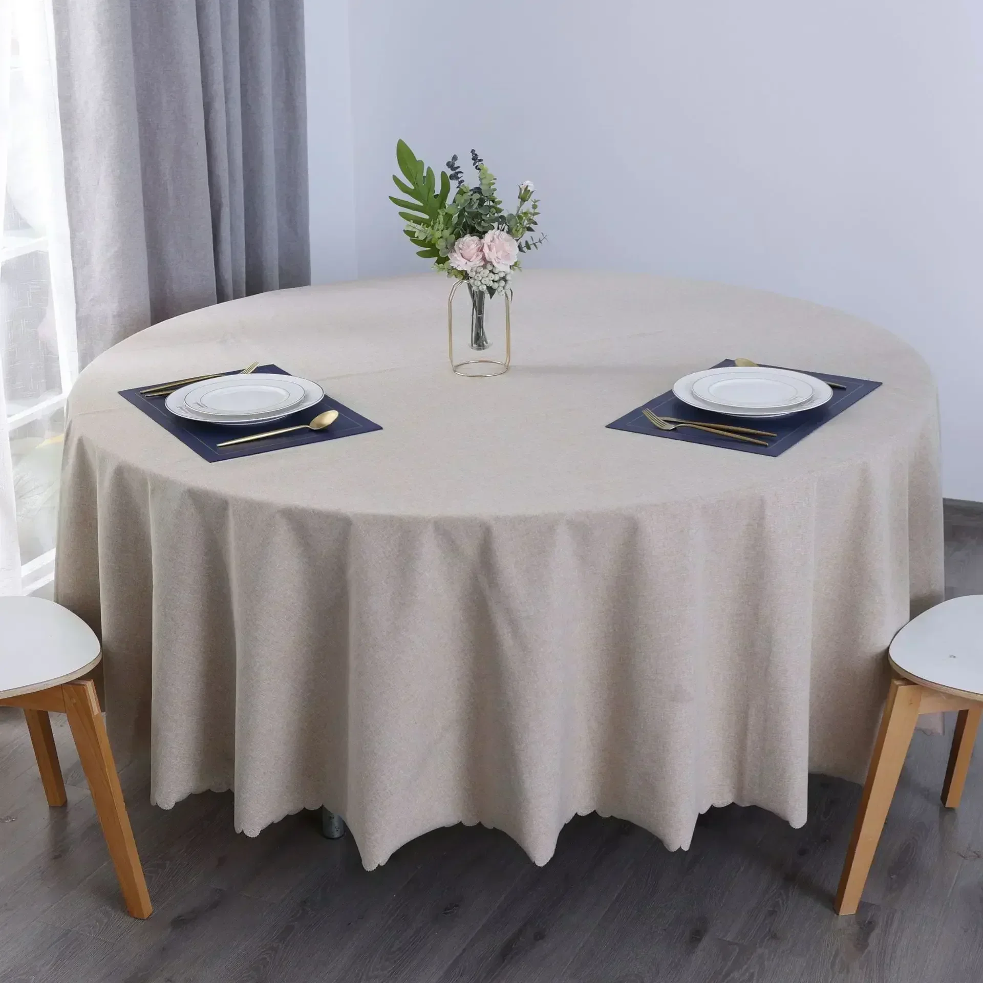 

2024 Table cloth polyester tablecloth round table cloth circular solid white