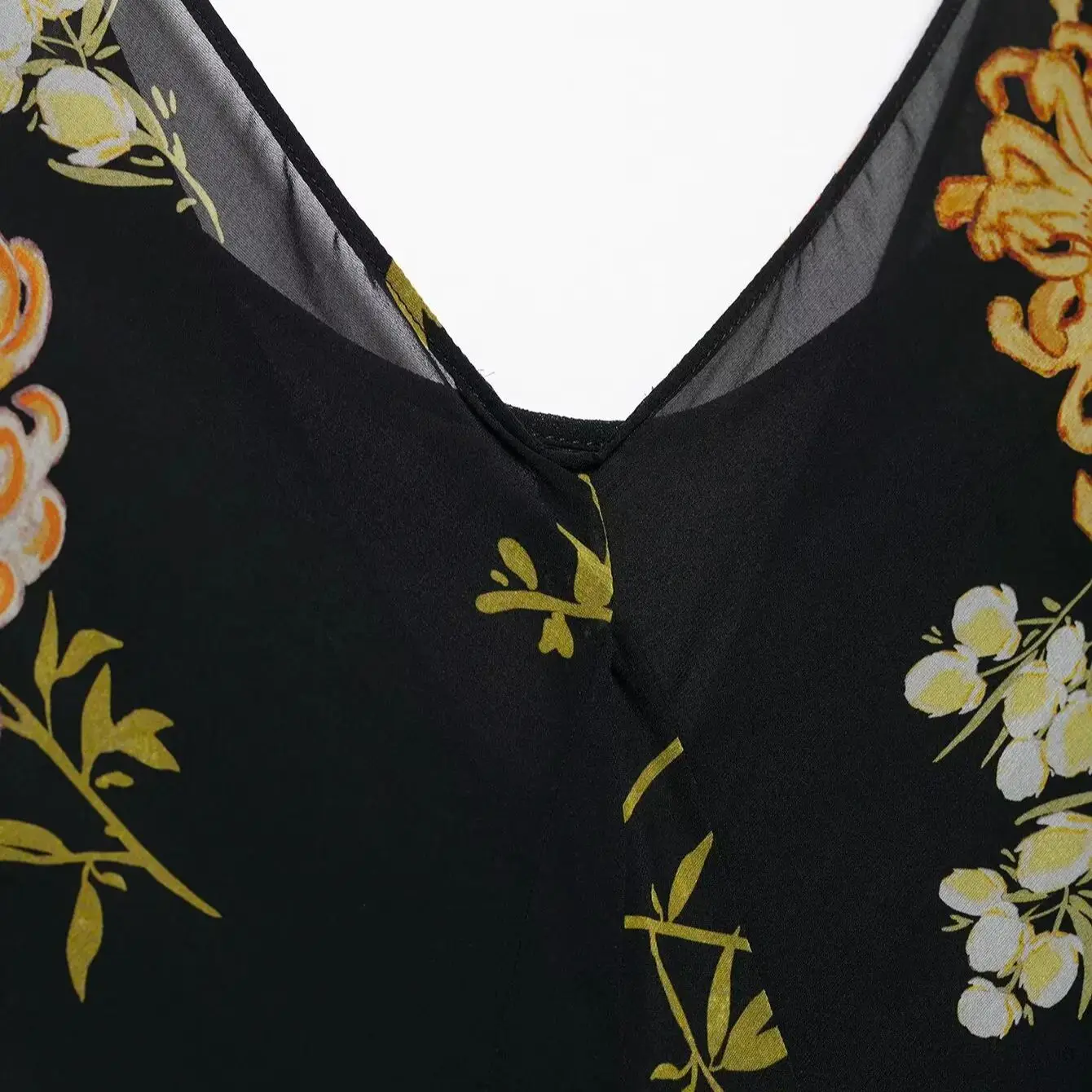 femmes ajusté robe imprimée florale Sexy dos nu col en v sans manches a-ligne robe à bretelles printemps été nouveau femme Chic haut