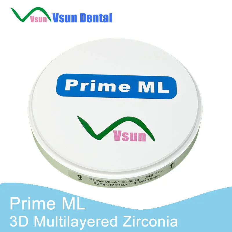 Vsun Dental 3d Prime ml Multicamadas Dental Zircônia Cerâmica Disco Disco Bloco para 98 Aberto Sistema de Trituração Cadcam Digital Máquina