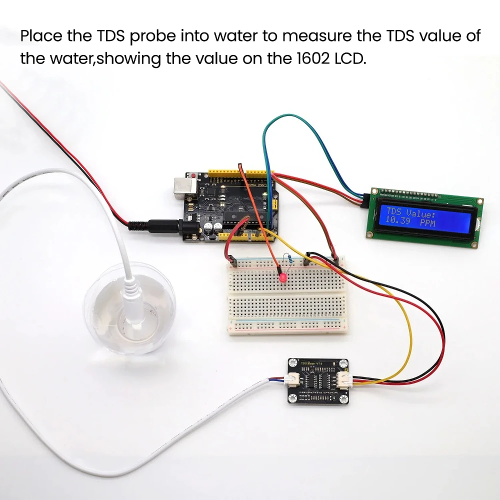 TDS Meter V1.0 Waterkwaliteitssensor Digitale tester voor zuiverheid, filtratie, hydrocultuur Compatibel met Arduino ESP32 Raspberry Pi