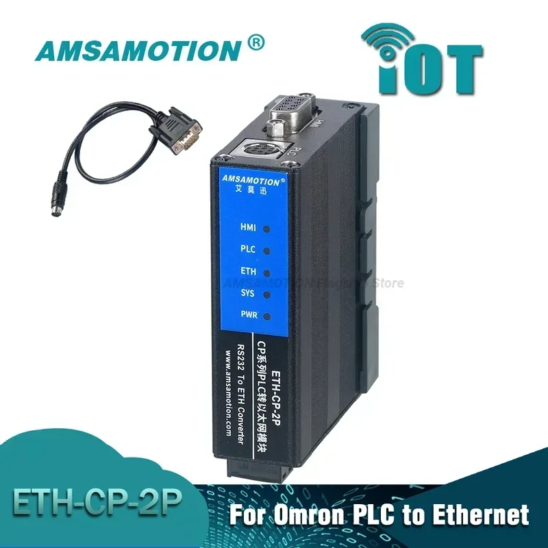 ETH-CP-2P AMSAMOTION Ethernet Programming Module Serial RS232 Converter Suitable for Omron PLC CP1E CP1L CP1H Series CPU