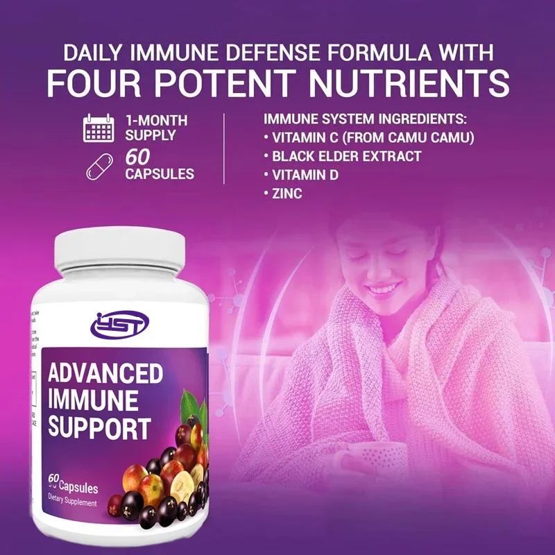 Advanced Immune Support Daily Immune Multi System Defense Supplement, Containing zinc and Elderberry 60 Capsules