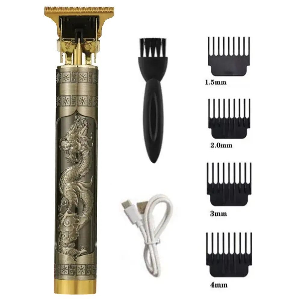 Electric Haircutter for Men USB Rechargeable Golden Dragon Razor Electric Hair Clipper Electric Faders Barber Metal Shaver