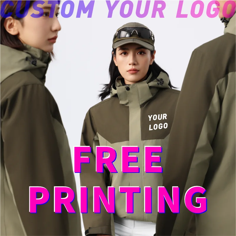 

Winter 3 In 1 Warm Jacket print free logo image Sportwear Camping Coat Waterproof Outdoor Jacket Windbreaker Climb Hiking Coats