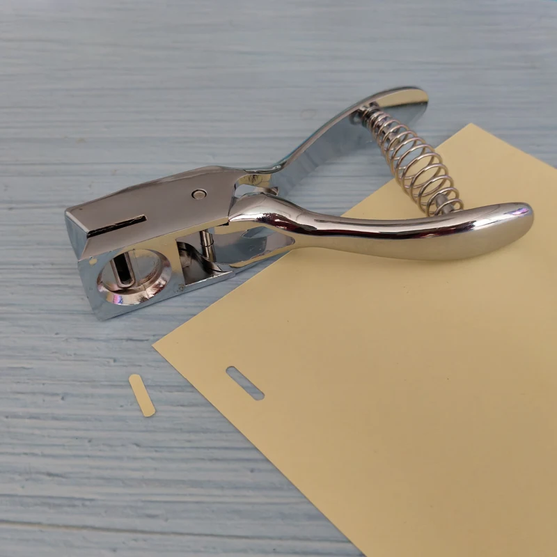 15X3mm 15x4mm Slot Hole Puncher ID Card Badge Photo Punch Hand Held Metal Steel Tool Silver
