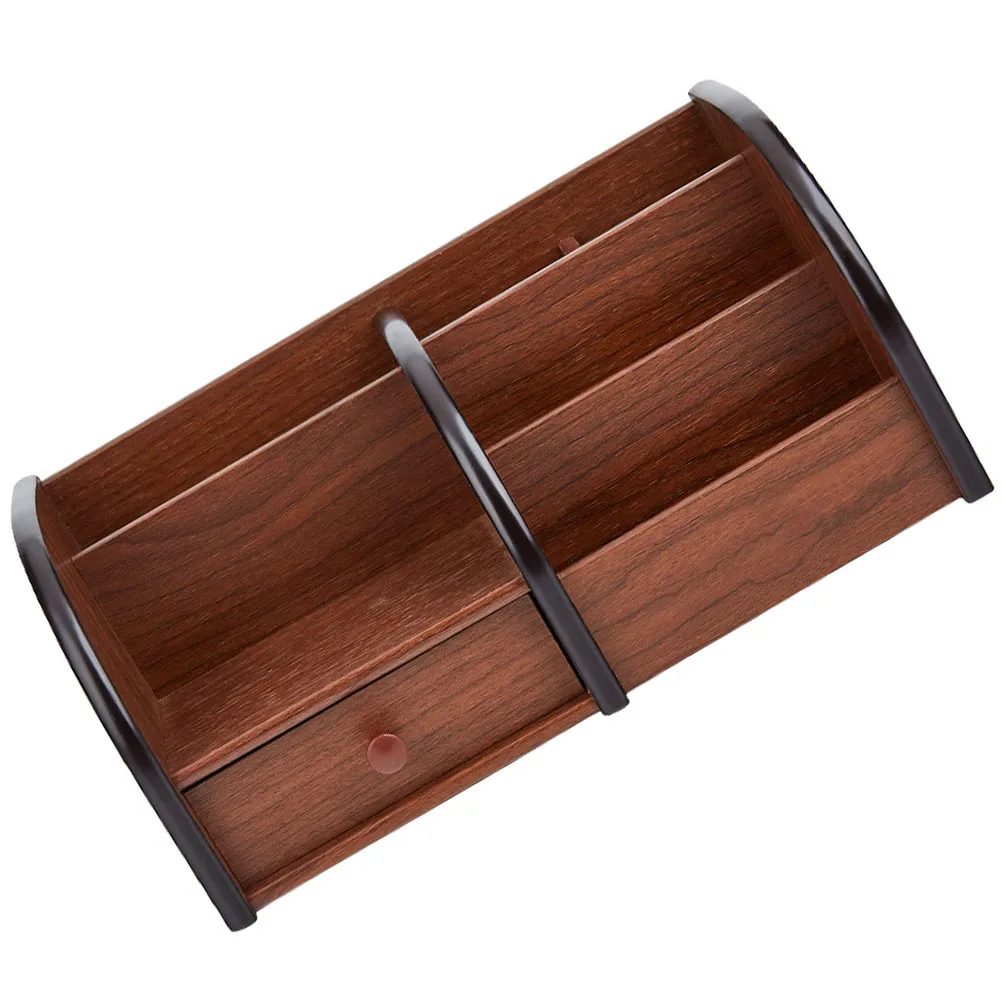 

Wooden Storage Box Case Desk Organizer Creative Remote Control Shelf Pen Rack Practical Office
