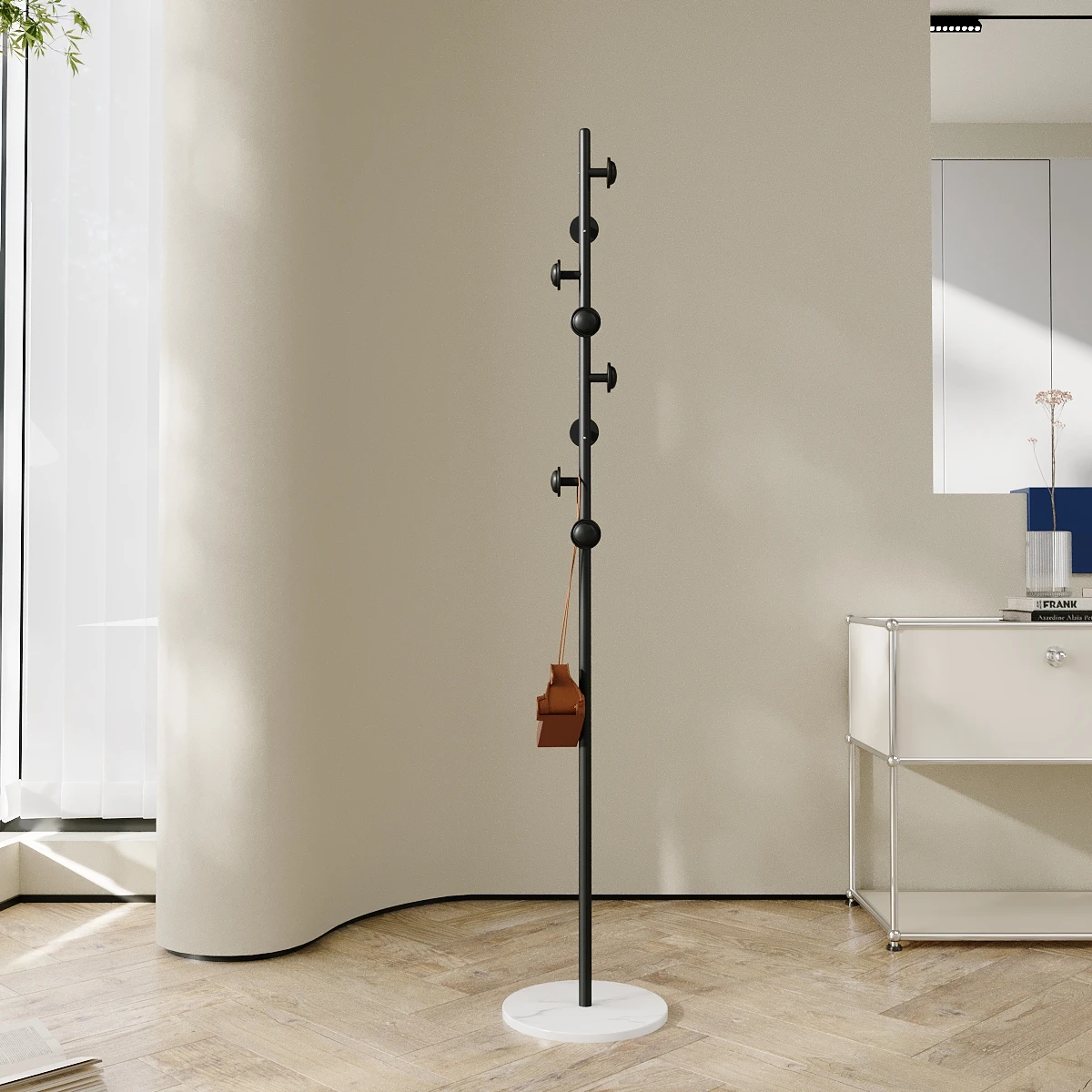 

Minimalist marble plate base does not occupy an area Coat rack Living room bedroom rack Creative coat rack Floor-to-ceiling hang