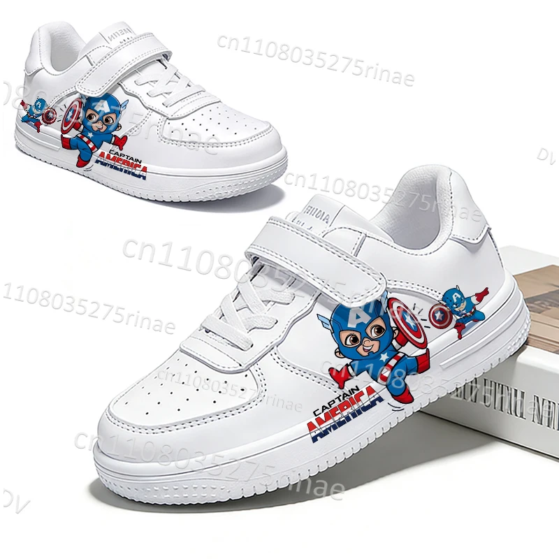 

Captain America Kids Casual Shoes Boys Fashion Cartoon Print Youth Student Sport Shoes Anti-slip Leather Sneakers Outdoor Shoes