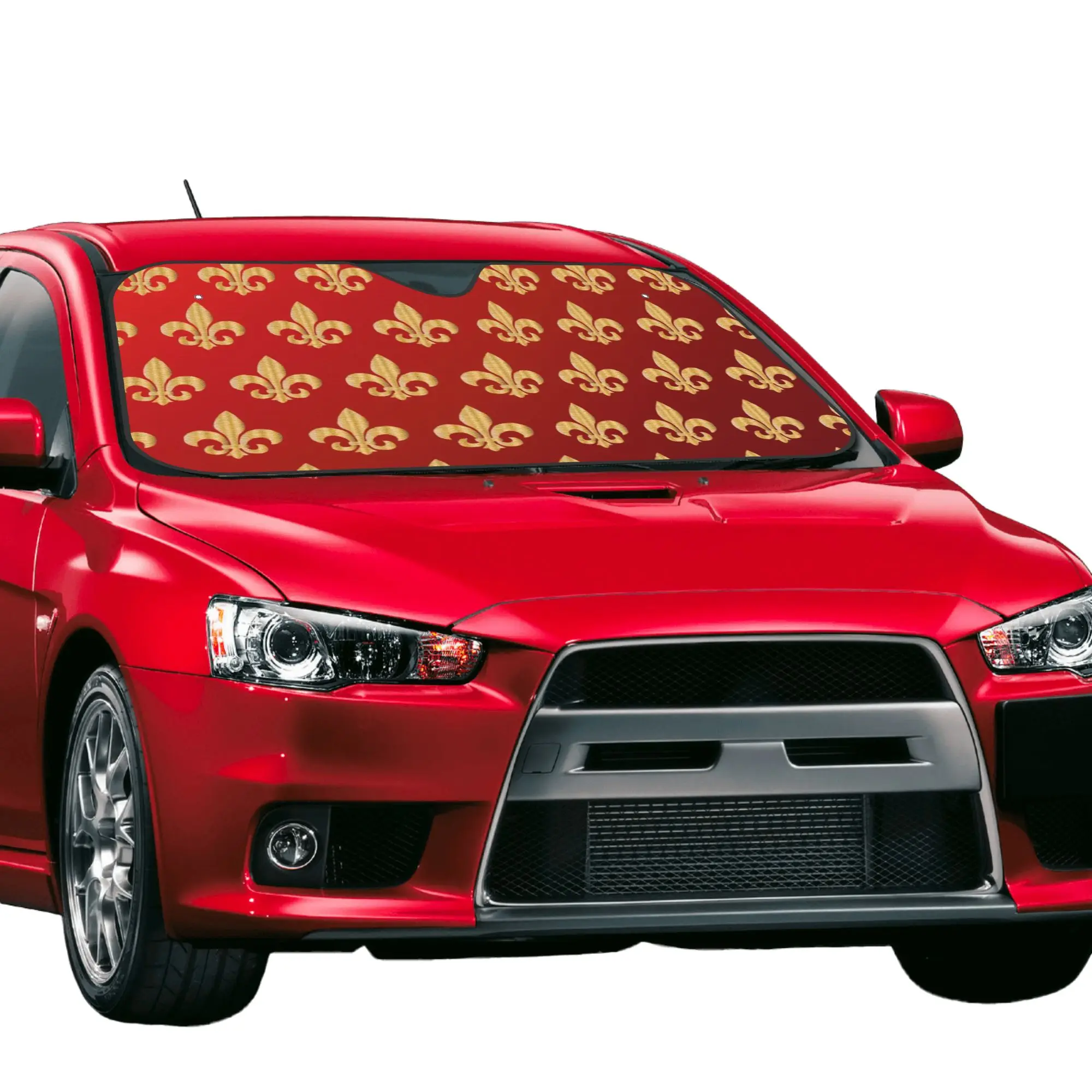 Windshield Sun Shade Car Fleur-De-Lys Solar Reflector Protector Fleur De Lis Lily Floral Visor Screen Cover Vehicle Windscreen
