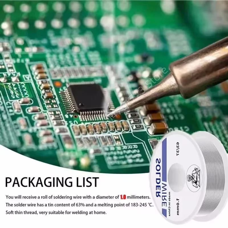 1.0/0.8mm Solder Wire 50/100g  Flux Rosin Core Weldring Tin Lead Roll Soldering Wire Tin Melt Rosin Wire Roll No-clean FLUX 2%