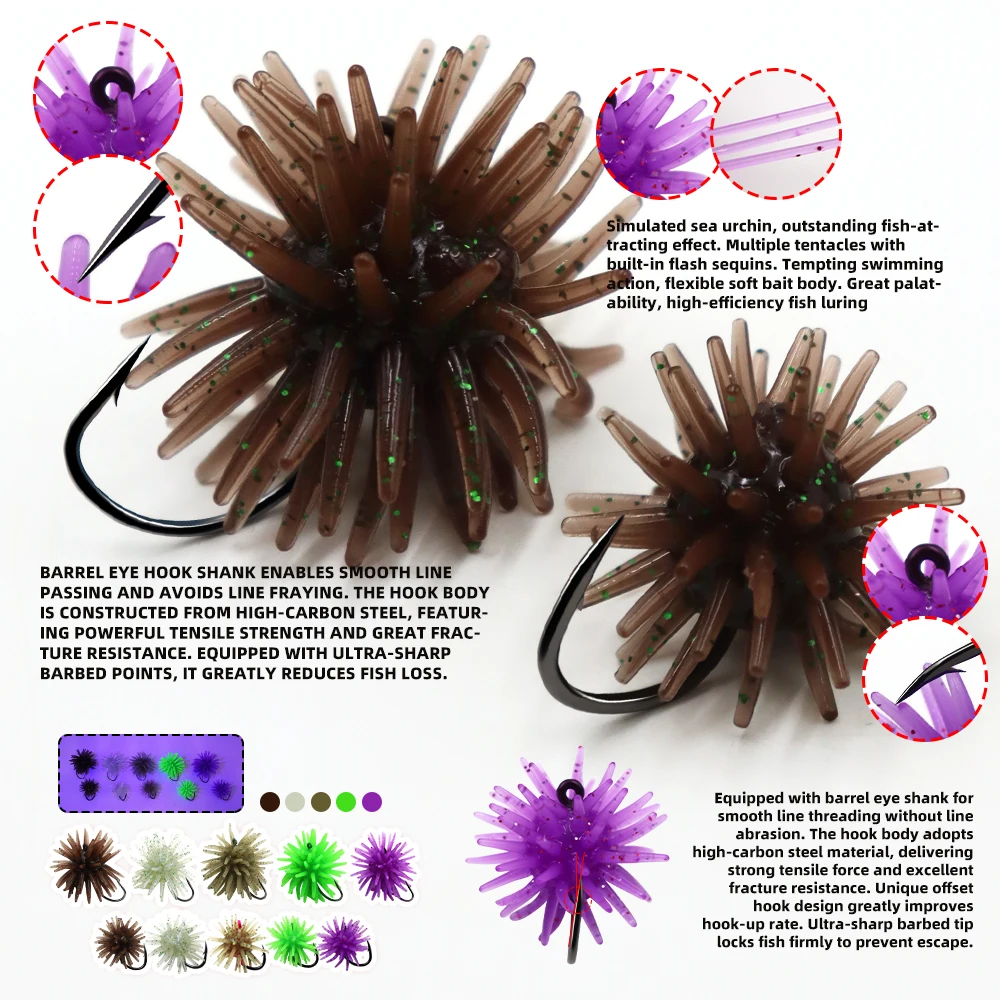 ZYZHE 5/8pcs Simulation Sea Ur - Fishing Hook Size review and price