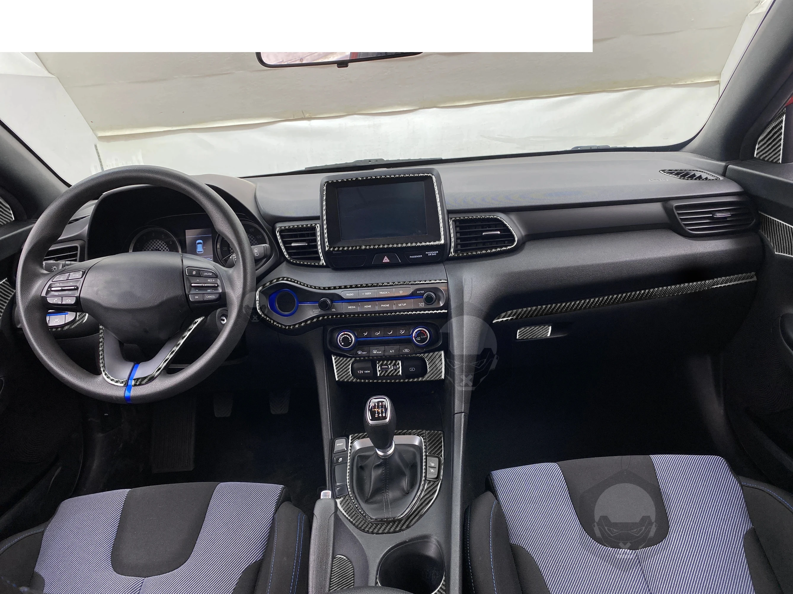 For Hyundai Veloster JS N 2019-2023 Carbon Fiber Navigation Radio Shift Lift Panel Car Interior Accessories Decorative Stickers