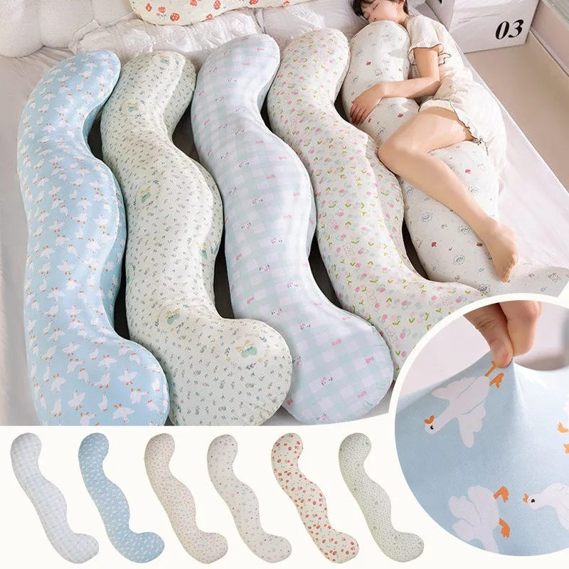 Summer Ice Silk Cooling Print Long Body Pillow Side Sleep Leg Support Pillow for Sofa Back Decor Cushion Bed Head Rest Pillows