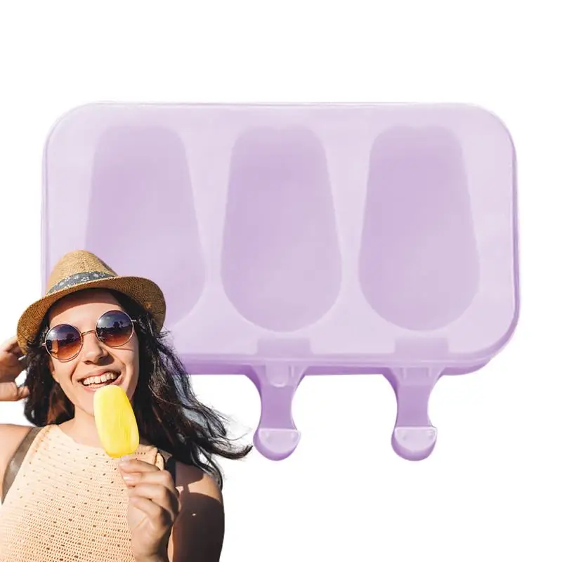 

Silicone Ice Pop Molds Freezer Trays 3 Grid Cake Pop Mold Reusable Silicone Ice Cream Stick Moulds for Pudding Lollipop Jelly