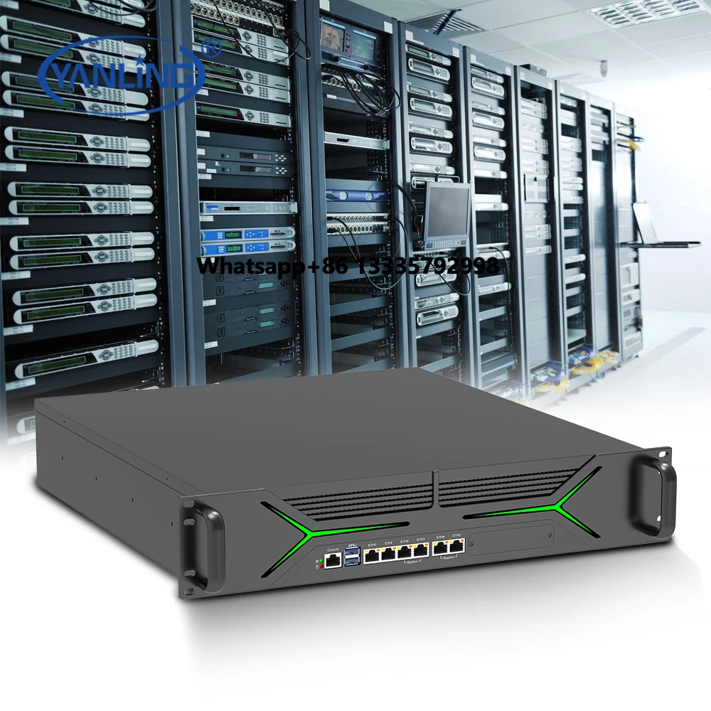 

2U Rack Firewall Server 6 RJ45 Lan Port 2 Groups Bypass Industrial Computer for Database