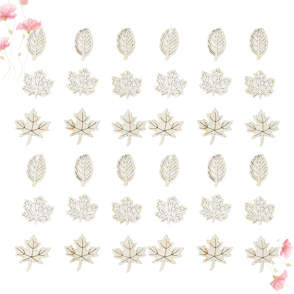 

90 Pcs Wooden Decorative Slices Leaves Wedding Manual DIY Crafts Accessories Ornaments for Home Maple Leaf