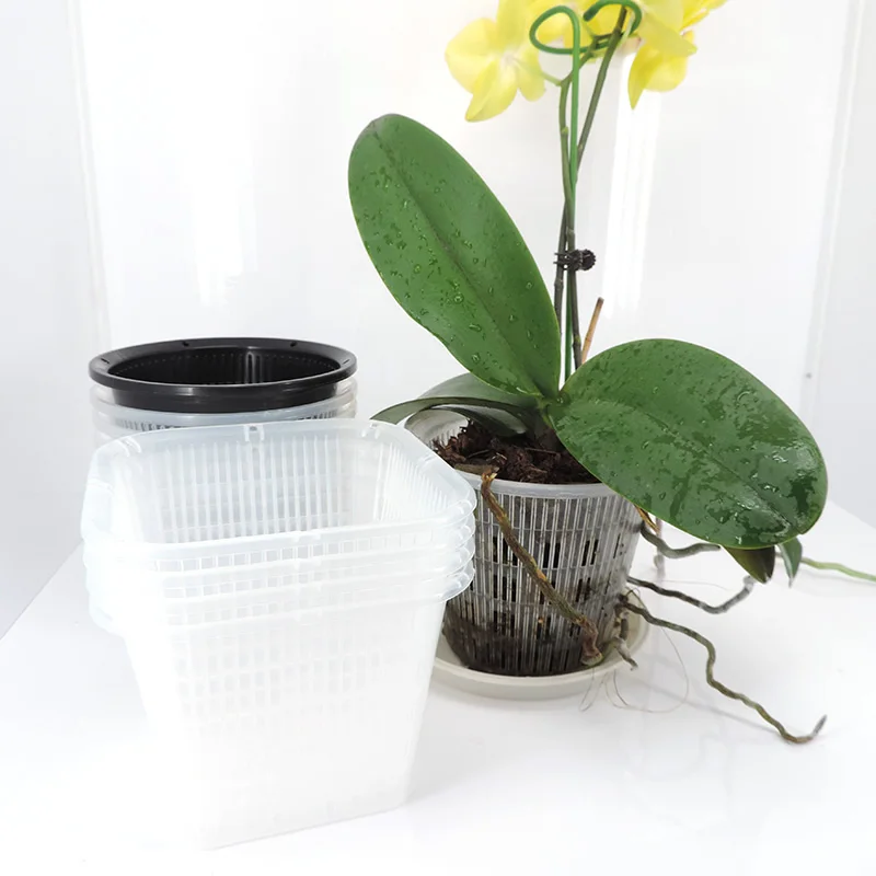 11cm 14cm white black Clear mesh net cup hanging plant Pot for Orchid  Flower nursery tray basket Plastic Breathable Container P