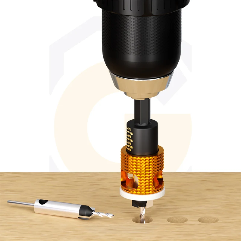 Friction Depth Stop Tapered Carbide Tipped Precise Countersink Low 1/4 Inch Quick Change Hex Shank Countersink Drill Bits Set