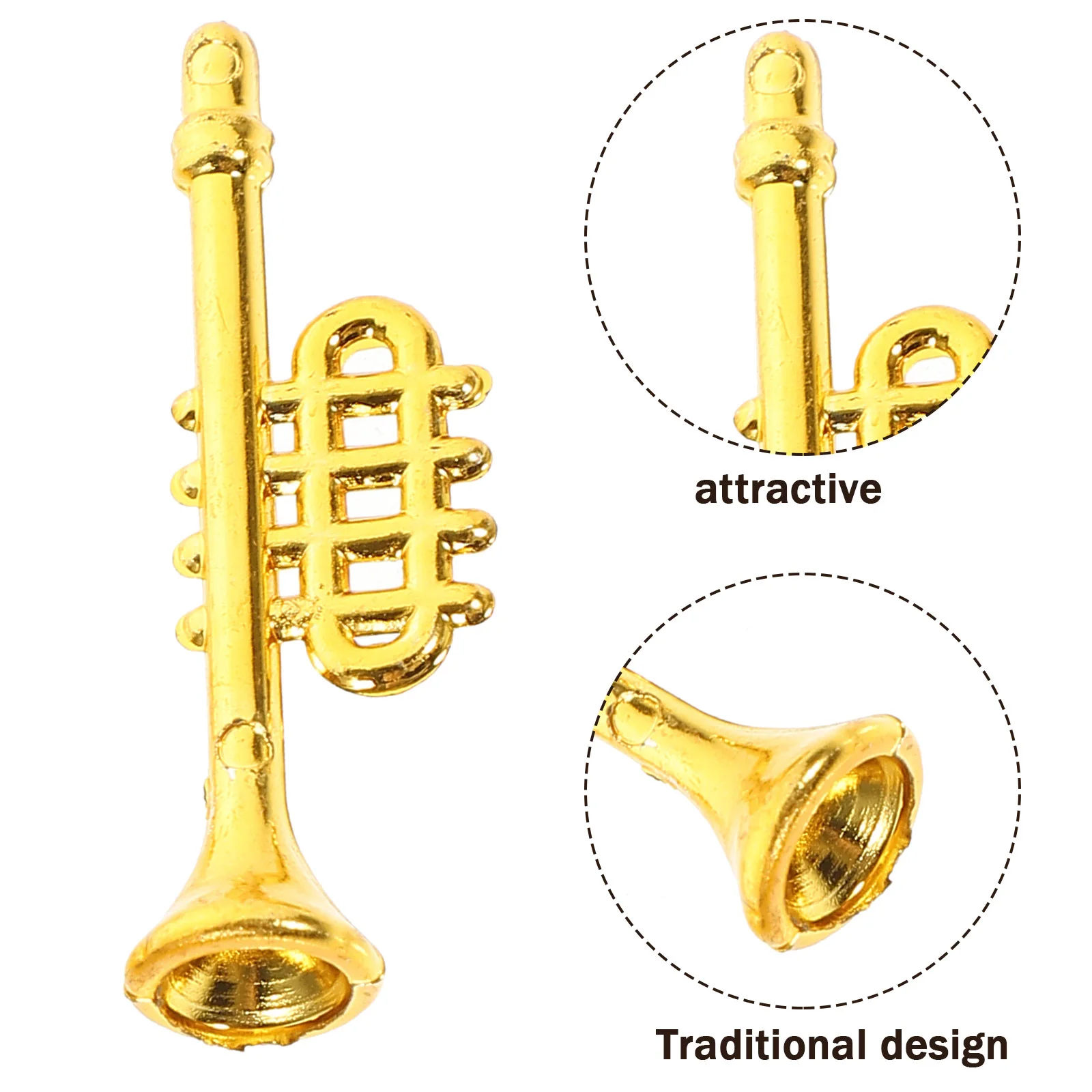 Classical Musical Instrument Mini Decor Ornament Trumpet Saxophone Golden Decorative Preschool