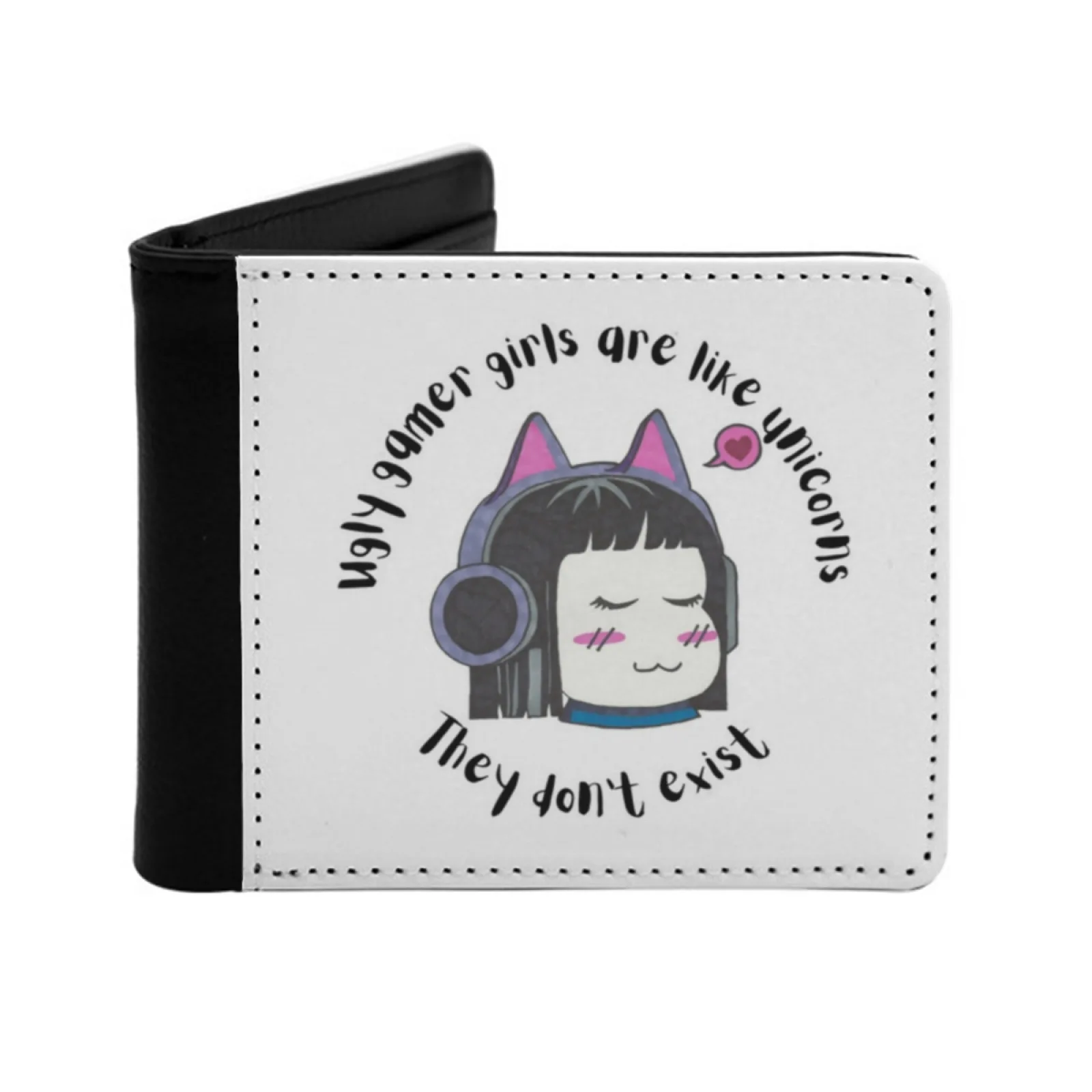 

J1D Ugly Gamer Girls Personalized Men's Leather Wallet Card Money Bag Pu Leather Wallet Gamer Girl J1D Unicorn Personalized