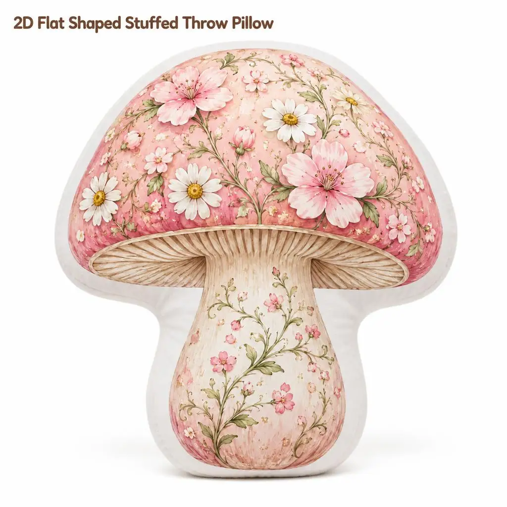 Floral Mushroom Cottagecore Flower Plush Pillow Cushion Irregular Stuffed Throw Pillow Home Decor Gift Sofa Bed Home