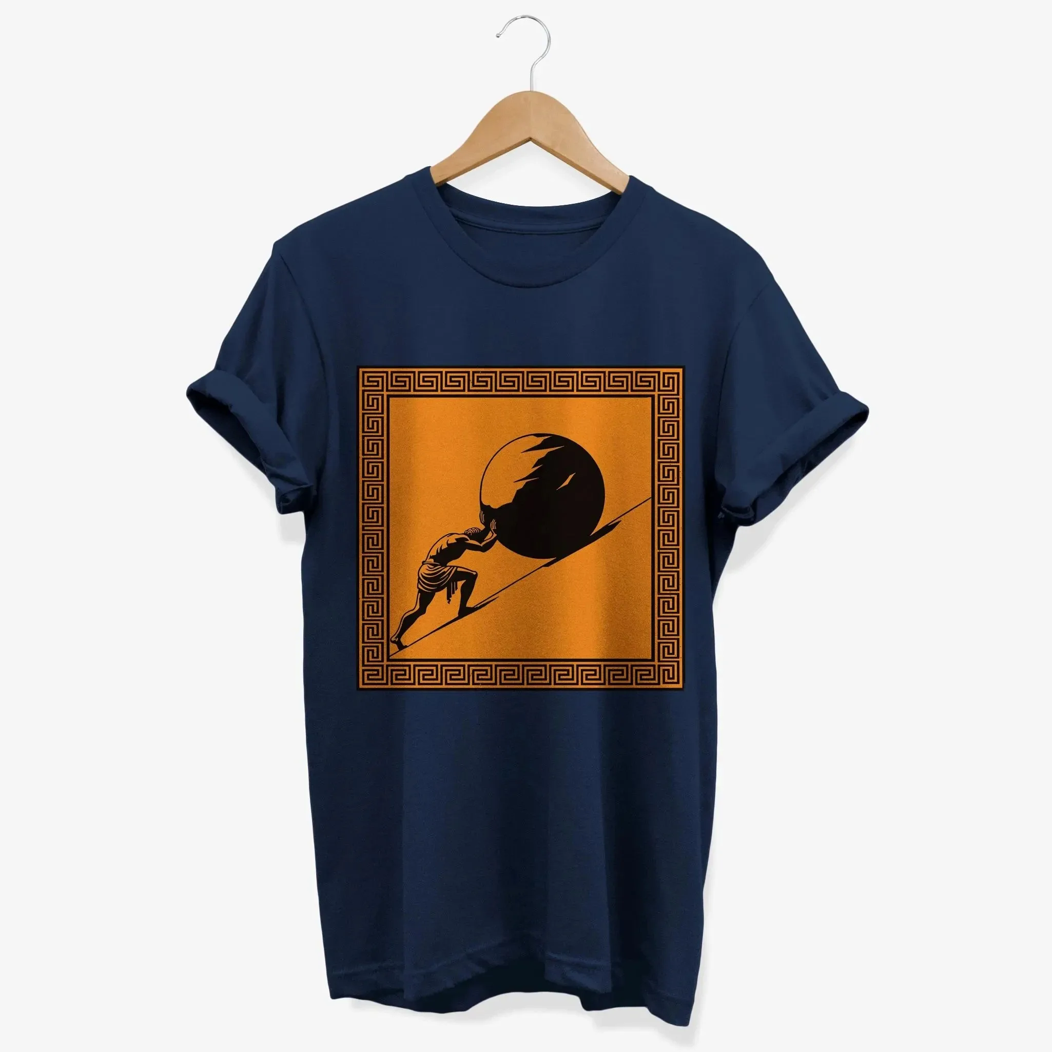 Philosophical Sisyphus Mountain Print T Shirt Unisex Cotton Crew Neck Aesthetic Loose Summer Tees
