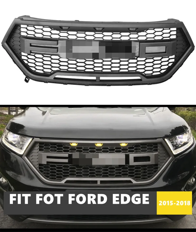 Good Quality ABS Front Middle Grill Racing Grills With LED Lights Fit For Ford Edge 2015-2018