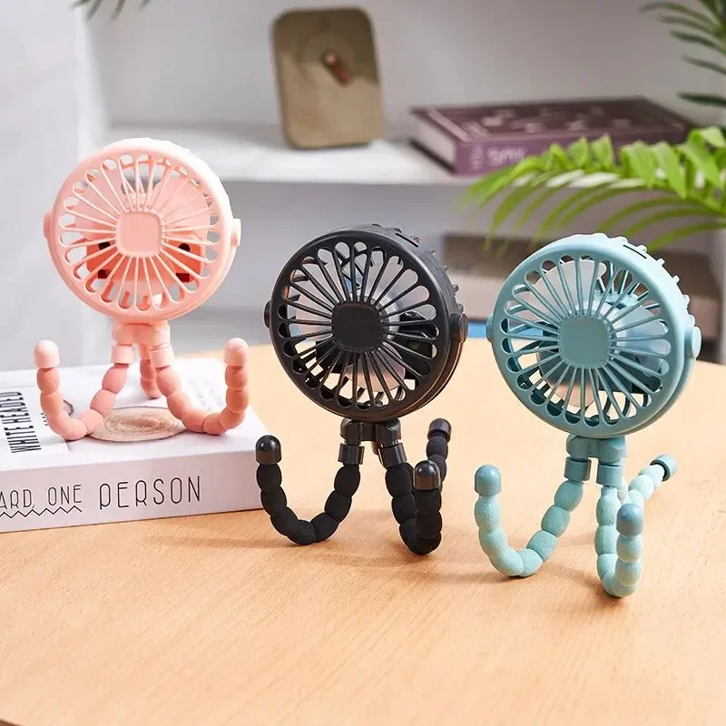 1 PCS Multi-functional Stroller Handheld Mini Fan Portable USB Charging Octopus Stand Variable Styling With LED Lights