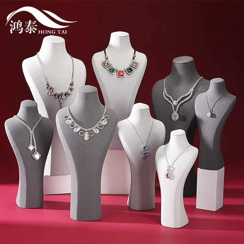 

Jewelry display portrait neck Necklace rack original super fiber light luxury window display jewelry props in stock