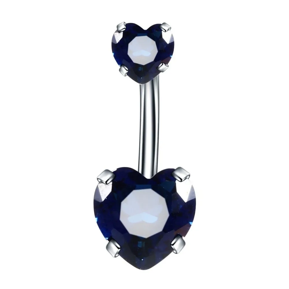 Popular Stainless Steel Belly Button Rings Heart Shape Crystal Silver Body Jewelry Zircon Piercing Navel Piercing for Gift