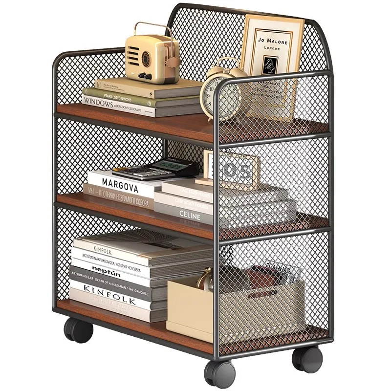 AOLIVIYA Desk Under Table Shelf Removable File Storage Rack Multifunctional Under Table Bookcase Bedroom Wheeled Cart