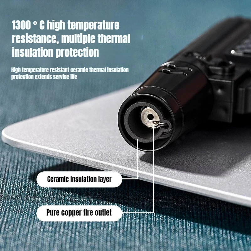 New Windproof and High-temperature Dual Flame Cigar Spray Gun Lighter Metal Handheld Inflatable High-end Kitchen Lighter view 6