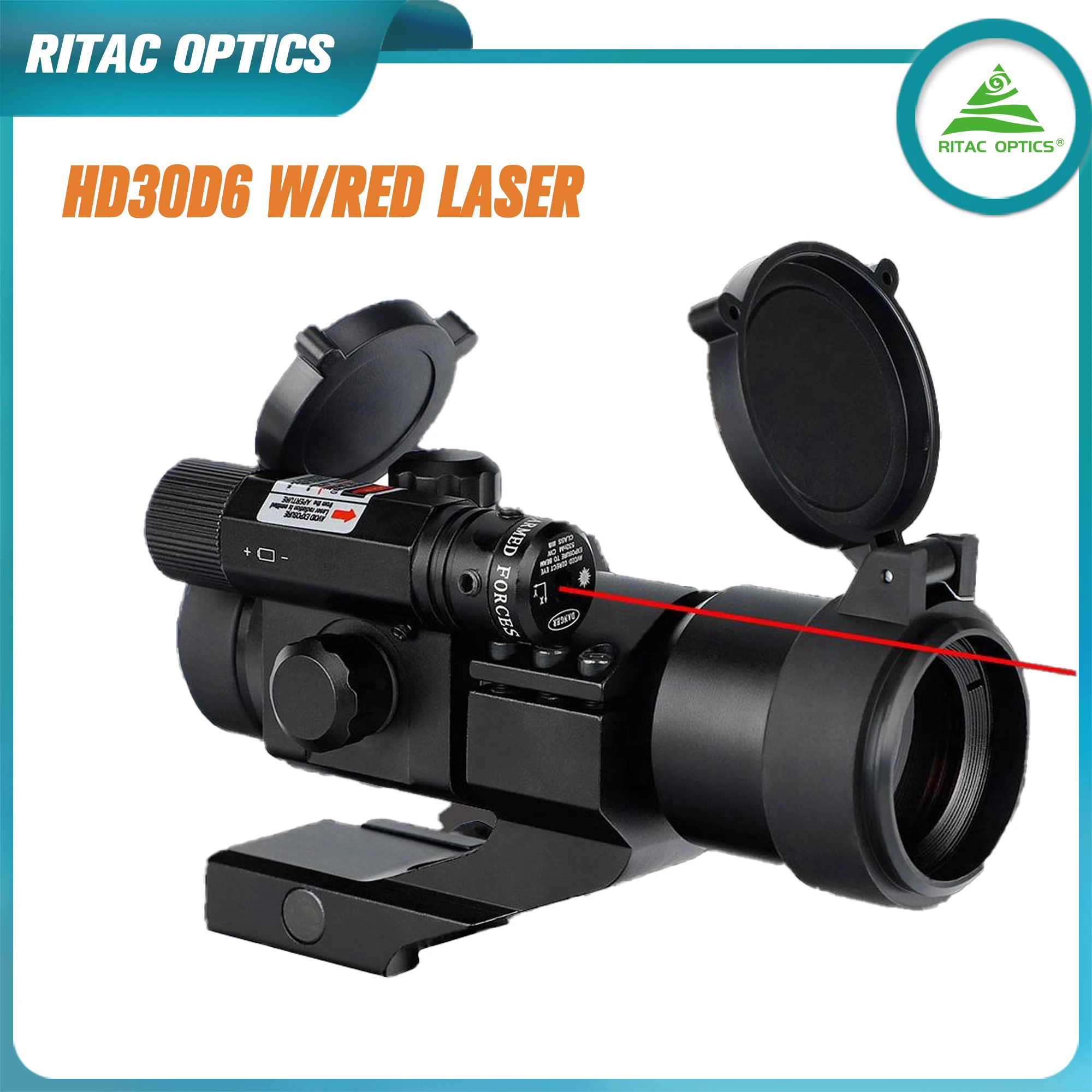 RITAC OPTICS Red Dot Rifle Scope with Red/Green Laser with 20mm Rail for hunting 1x30 M2 scope with laser sight combo