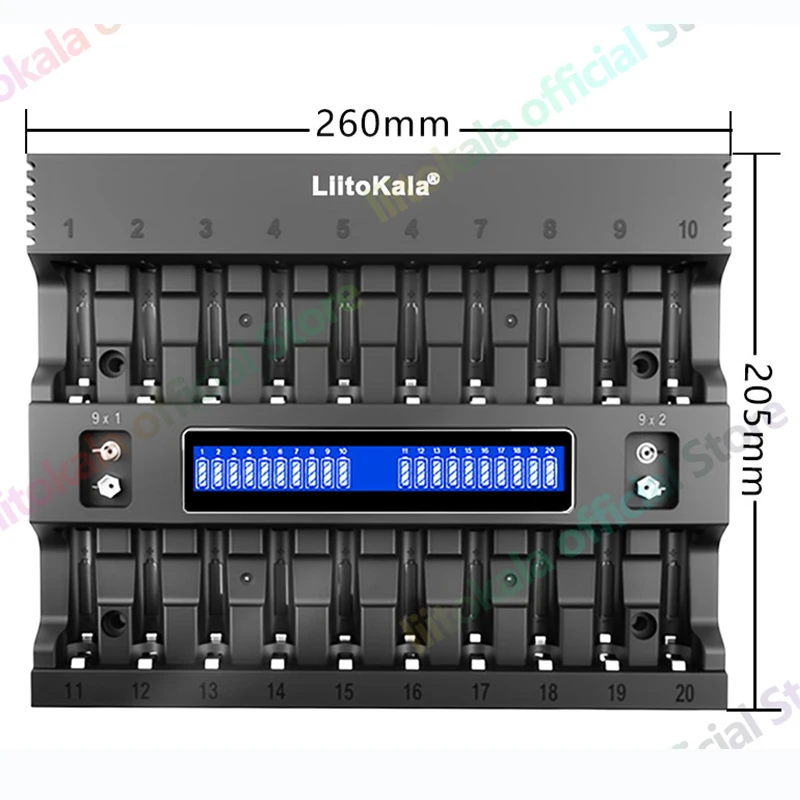 1-2 uds LiitoKala Lii-ND20 cargador rápido de batería inteligente LCD de 20 ranuras protección múltiple para cargador de batería AA AAA 1,2 V NiMH