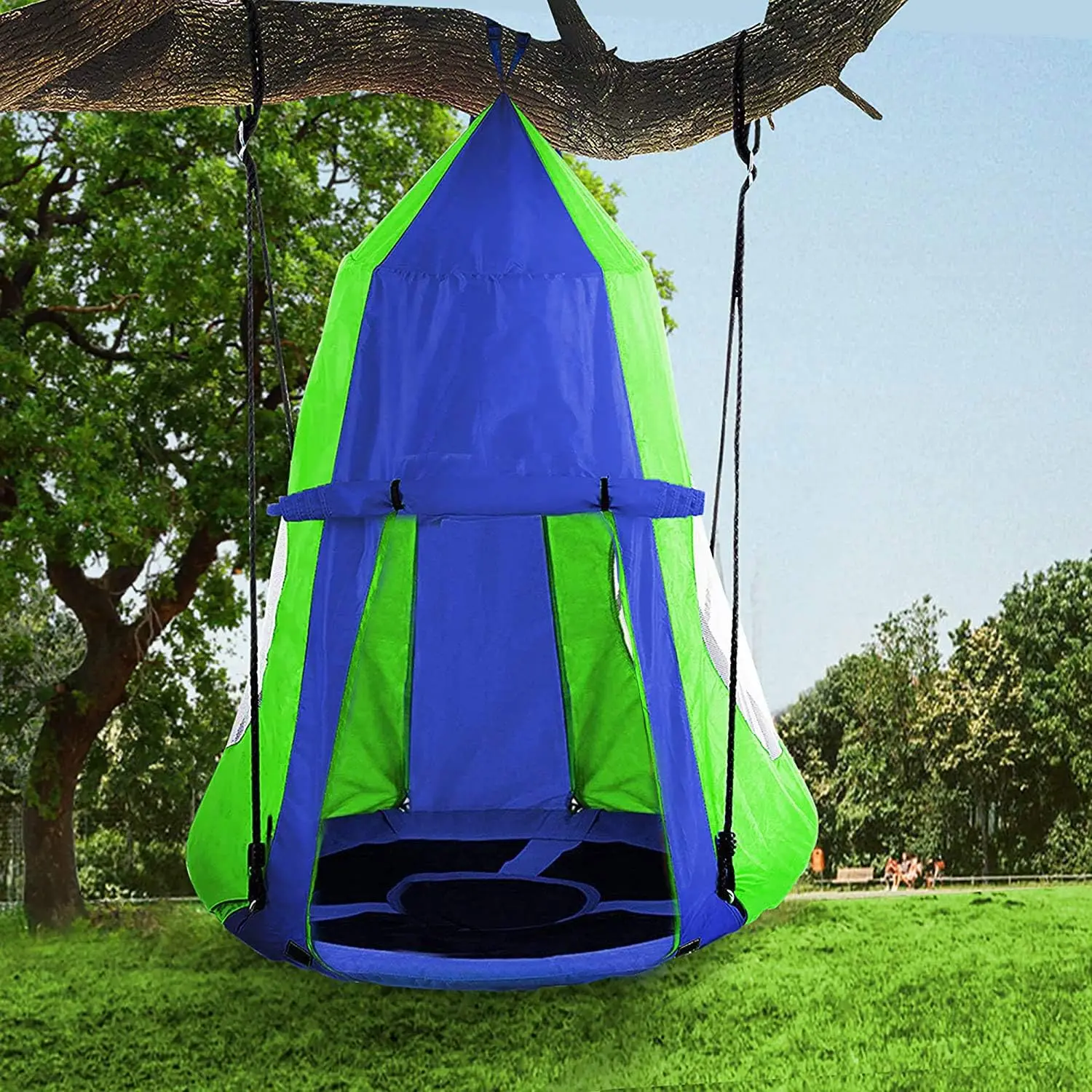 

Waterproof Hanging Swing Tent with Detachable Playhouse, 600lb Capacity for Indoor Outdoor Use