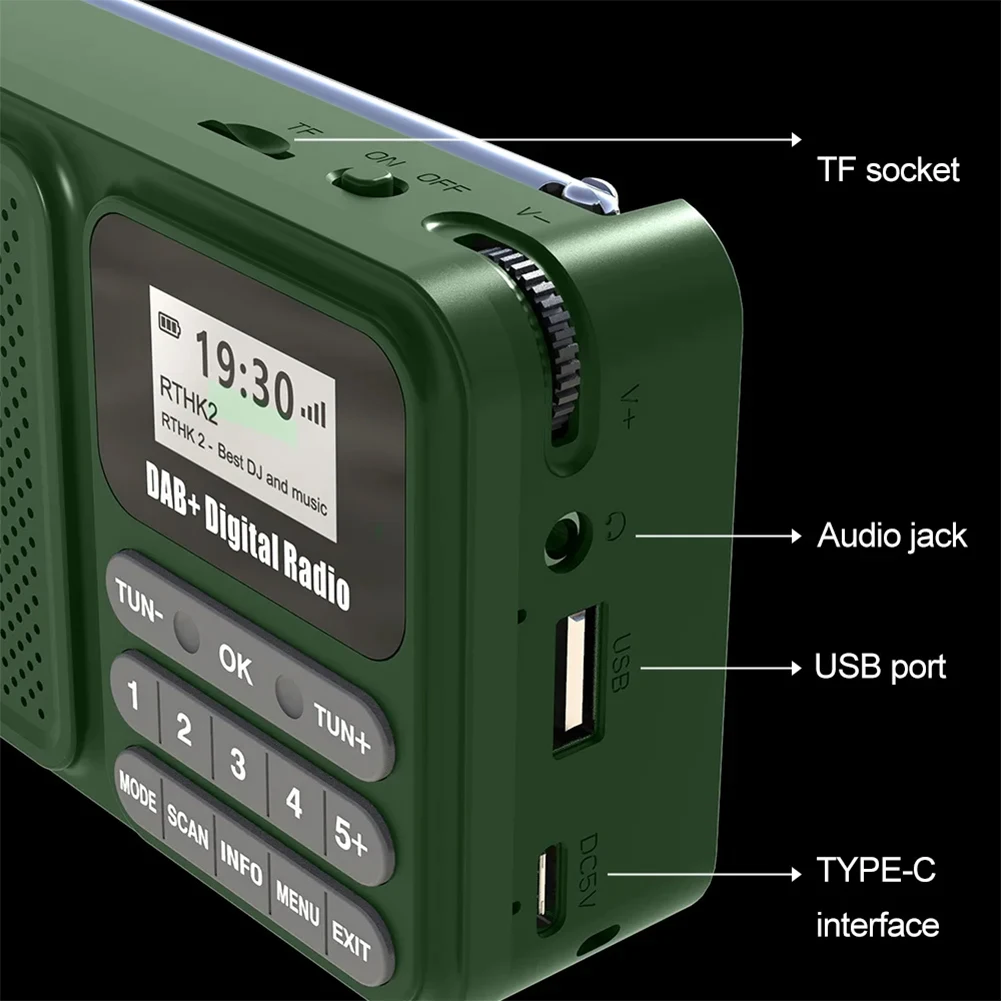 مكبر صوت متوافق مع البلوتوث يدعم U Disk TF Card MP3 Play جهاز استقبال راديو الطوارئ شاشة LCD مكبر صوت لاسلكي