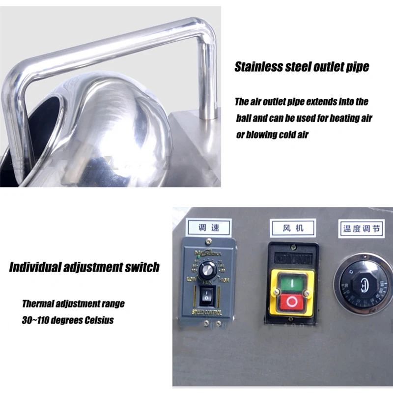Electric Peanut Sugar Coater Machine Stainless Steel Chocolate Coating Polishing Machine