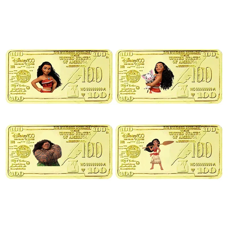 

Disney Anime Moana Princess of Ocean Gold Bar Gold Coin Metal Badge Cartoon Collection Children Friends Gifts peripherals