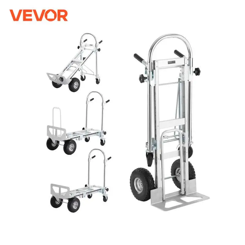 VEVOR 4-in-1 Sackkarre Klappbar 363/454kg Tragfähigkeit Transportkarre Aluminiumlegierung & Kohlenstoffstahl Sackkarre ⇋ Plattformwagen Trolley für