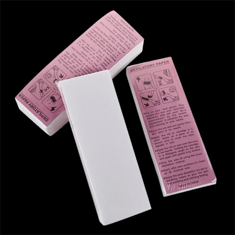 عالية الجودة غير المنسوجة إزالة الشعر لفات ورق شمع 100/500 قطعة الجسم القماش لنزع الشعر شريط شمع لإزالة الشعر